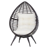 Outsunny Wicker Egg Chair, Oversized Indoor Outdoor Boho Lounge, Hand-Woven Water-Safe PE Rattan Furniture with Cushion, Beige
