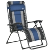 Outsunny XL Oversize Zero Gravity Recliner, Padded Patio Lounger Chair, Folding Chair with Adjustable Backrest, Cup Holder, and Headrest for Backyard, Poolside, Lawn, Striped, Blue