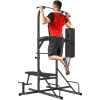 Soozier Heavy-Duty Power Tower Dip Station Pull Up Bar with Foldable Workout Bench and Punching Bag, Multi-Functional Adjustable Strength Training Equipment Power Rack Fitness Equipment for Home Gym