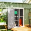 Outsunny 29.9"x21.7"x45.3" Garden Storage Shed with Asphalt Roof, Outdoor Storage Cabinet w/ Shelves, Grey