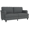 HOMCOM Modern 3-Seater Sofa for Bedroom, 71" Linen Fabric Couch with Slatted Frame and Rubber Wood Legs - Dark Gray