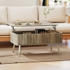 HOMCOM Lift Top Coffee Table with Storage, Center Table with Hidden Compartments and Pine Wood Legs for Living Room, Oak