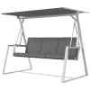 Outsunny 3-Person Patio Swing Chair, Outdoor Porch Swing with Adjustable Canopy & Removable Cushions for Garden, Backyard, Gray