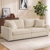 HOMCOM 3 Seater Sofa, 83.5" Modern Upholstered Couch with Pocket Spring and 2 Scatter Cushions for Living Room, Cream White