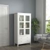 HOMCOM Kitchen Pantry Cabinet, Freestanding Storage Cabinet with 3-tier Shelves, 2 Drawers and Glass Doors, White
