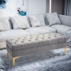 HOMCOM End of Bed Bench, Upholstered Bench, Entryway Shoe Bench with Button Tufted for Living Room, Bedroom, Grey