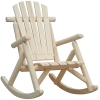 Outsunny Outdoor Wooden Rocking Chair, Single-Person Adirondack Rocking Patio Chair with Rustic High Back, Slatted Seat and Backrest for Indoor, Backyard, Garden, Natural