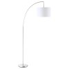 HOMCOM Arc Floor Reading Lamp, Tall Pole Standing Lamp with Hanging Fabric Lampshade for Living Room or Bedroom, Silver/White