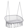 Outsunny 2-Person Hammock Chair Macrame Swing with Soft Cushion, Hanging Cotton Rope Chair for Indoor Outdoor Home Patio Backyard, Light Gray
