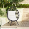Outsunny Standing Rattan Chair with Trapezoidal Cushion, 352lbs Capacity Egg Chair, Outdoor/Indoor Wicker Lounge Chair for Backyard Garden Balcony Lawn Living Room, Coffee Brown