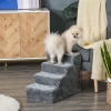 PawHut 4-Step Dog Ramp for Sofa, Bed, and Couch, with Removable Cover, Light Grey