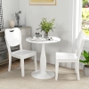 HOMCOM Round Dining Table, Modern Dining Room Table with Faux Marbled Top, Steel Base, Space Saving Small Kitchen Table, White