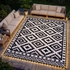 Outsunny Outdoor Rug Carpet Reversible Plastic Straw Rug with LED Lights 12' x 9'