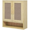 HOMCOM Over the Toilet Bathroom Cabinet, Bathroom Wall Cabinet with 2 Doors and Adjustable Shelf, Distressed Oak