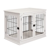 PawHut Dog Crate Furniture, 32" Small Dog Cage End Table with 2 Doors, Lockable Door, Puppy Kennel Indoor, White