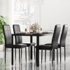 HOMCOM 5-Piece Rectangular Glass Kitchen Table and Chairs with Metal Frame and Faux Leather Upholstery for Dining Room, Black