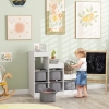 Qaba 3 Layers Toy Storage Organizer Kids Bookshelf Children Toy Storage w/ 6 Plastic Bins, Grey