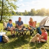 Outsunny 4ft Folding Camping Table, Waterproof Picnic Table with Roll Up Top, Carry Bag and Metal Frame, Black