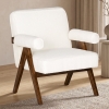 HOMCOM Cashmere Accent Chair Armchair with Wide Seat and Soft Padded Armrests for Reading, Bedroom, Cream White