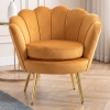 HOMCOM Modern Accent Chair, Velvet-Touch Fabric Leisure Club Chair with Gold Metal Legs for Bedroom, Yellow