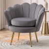 HOMCOM Modern Accent Chair, Velvet-Touch Fabric Leisure Club Chair with Gold Metal Legs for Bedroom, Grey