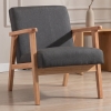 HOMCOM Mid-Century Modern Accent Chair Retro Fabric Armchair Wooden Arm Upholstered Lounge Chair for Living Room Grey