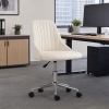 Vinsetto Velvet Office Chair with Adjustable Height, Swivel Wheels for Office, Cream