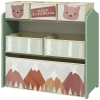 Qaba Toy Storage Organizer with 6 Storage Bins and 3-Tier Bookshelf, Toy Storage Shelf for Bedroom, Animal Design, Green