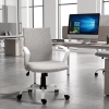 Vinsetto Linen Mid Back Office Chair With Tilt Function, Swivel Computer Chair, Light Grey