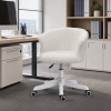 Vinsetto Armless Office Chair, Fluffy Computer Desk Chair with Adjustable Height, Swivel Wheels, Mid Back, White