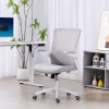 HOMCOM Ergonomic Office Chair, Swivel Desk Chair with Adjustable Lumbar Support and Height, Flip-up Armrests, Wheels, Grey