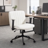 HOMCOM Armless Office Chair with Flip-up Armrests, Wheels, Wide Office Chair with Adjustable Height, Tilting, Cream White