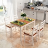HOMCOM Dining Table Set for 4, 5 Piece Pine Wood Kitchen Table with High Back Chairs, Rectangular Table and 4 Armless Chair, White and Natural Wood