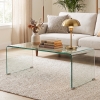 HOMCOM Glass Coffee Table, Clear Coffee Table for Living Room, Modern Rectangle Center Table with Safe Rounded Edges Clear