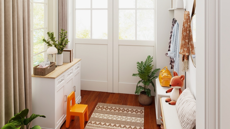 Bright and Practical Family Entryway