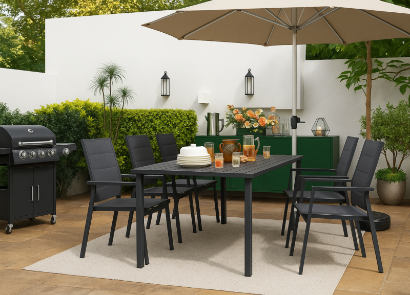 Outsunny 7 Pieces Patio Dining Set for 6, Aluminum