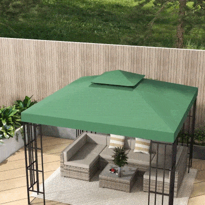 Outsunny 10' x 10' Canopy Replacement 2-Tier Gazebo Canopy Top Cover, Green
