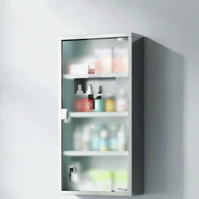 HOMCOM 12"x24" Lockable Stainless Steel Medicine Cabinet, 4-Tier