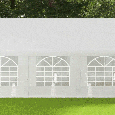 Outsunny 32'x16' Large Patio Gazebo, Steel Party Event Wedding Tent Canopy Carport Garage W/ 4 Removable Sidewalls for Outdoor Parking, White