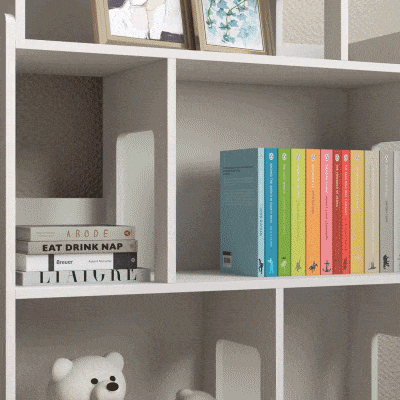 Qaba Toy Storage Organizer Cabinet, 3-Tier Kids Bookshelf for Playroom, Kids Room, Nursery, Kindergarten, White