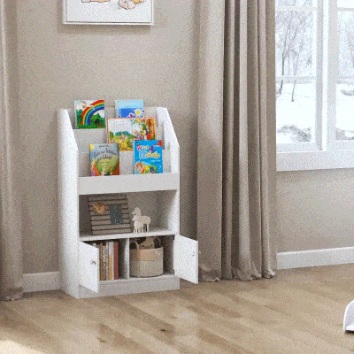 Qaba Toy Storage Organizer Shelf, Kids Bookshelf for Bedroom, Playroom, Nursery, White