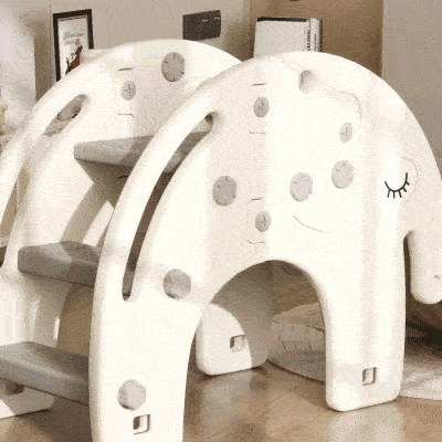 Qaba 3-in-1 Toddler Slide with Basketball Hoop, Elephant Theme