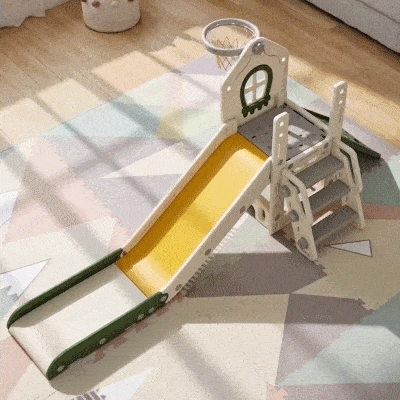 Qaba Foldable 4-in-1 Toddler Slide Climber with Storage, Cream