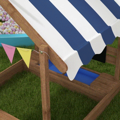 Outsunny Outdoor Wooden Sandbox with Cover for 3-7 Years Old, Backyard, Brown