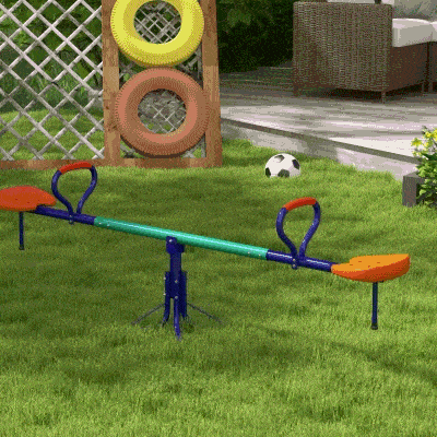 Outsunny Kids Seesaw Swivel with 360 Degrees Rotating, Outdoor Playground Equipment for Backyard, Playground, Multicoloured
