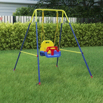 Qaba 3-in-1 Toddler Swing Set with Seat Belt, Adjustable Seat, Blue