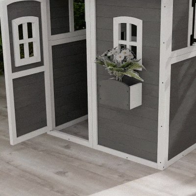 Outsunny Outdoor Wooden Playhouse for Kids, Backyard Garden