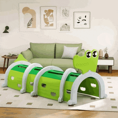 Qaba Crocodile Design Tunnel for Kids to Crawl Through, for 3-6 Years, Green