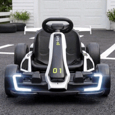Aosom 24V Electric Go Kart, Adjustable Seat, 7.5 MPH, White