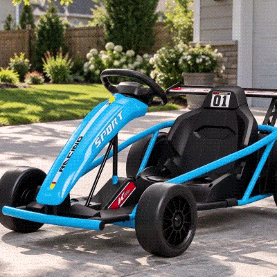 Qaba 24V Kids Electric Go Kart with Dual Motors, 8.1 MPH, Blue